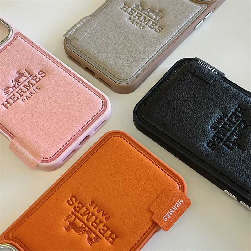 Premium Leather Hermes Style Case for iPhone 13 - 17 Series