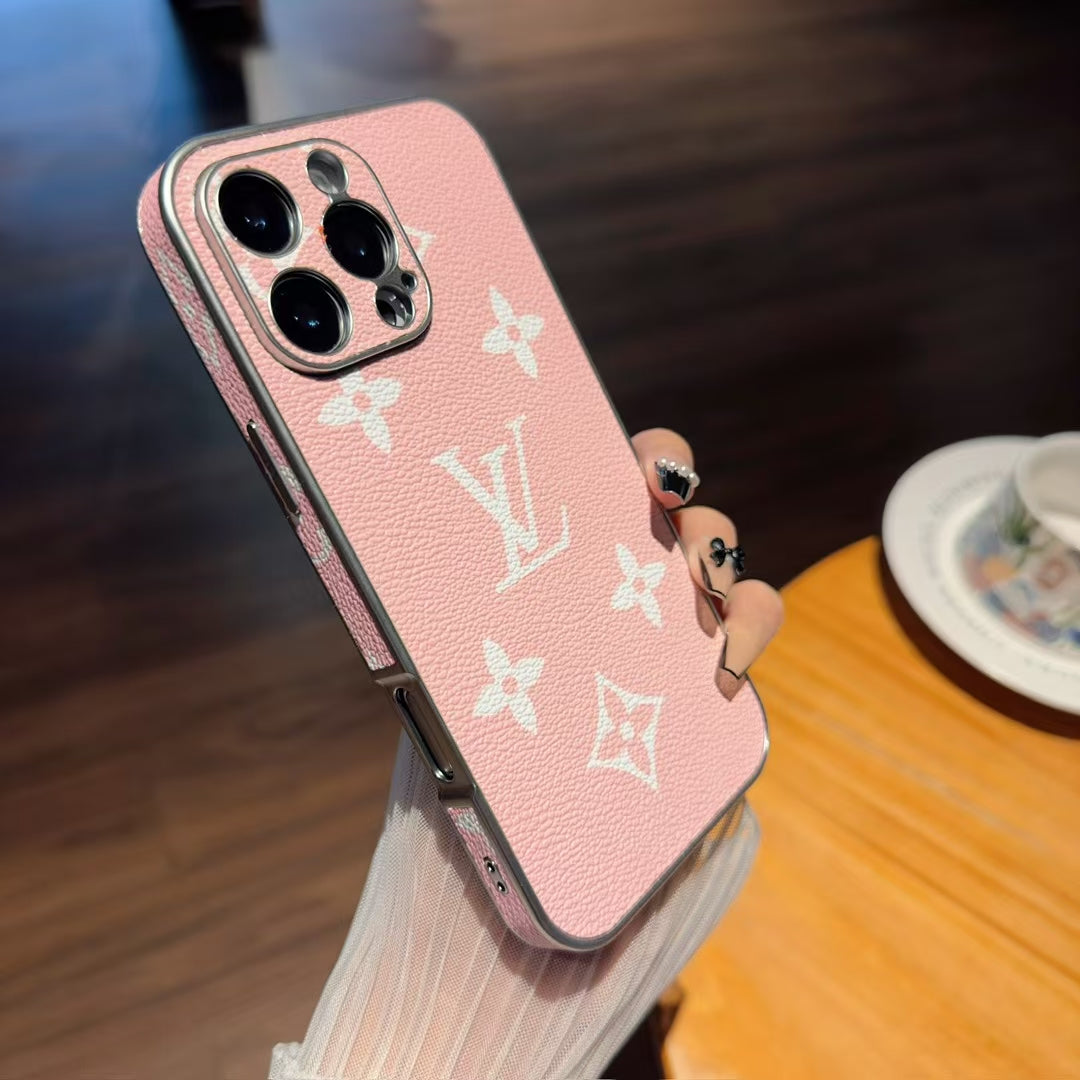LV Sparkling Diamond Monogram Apple Elegant Protective Phone Case