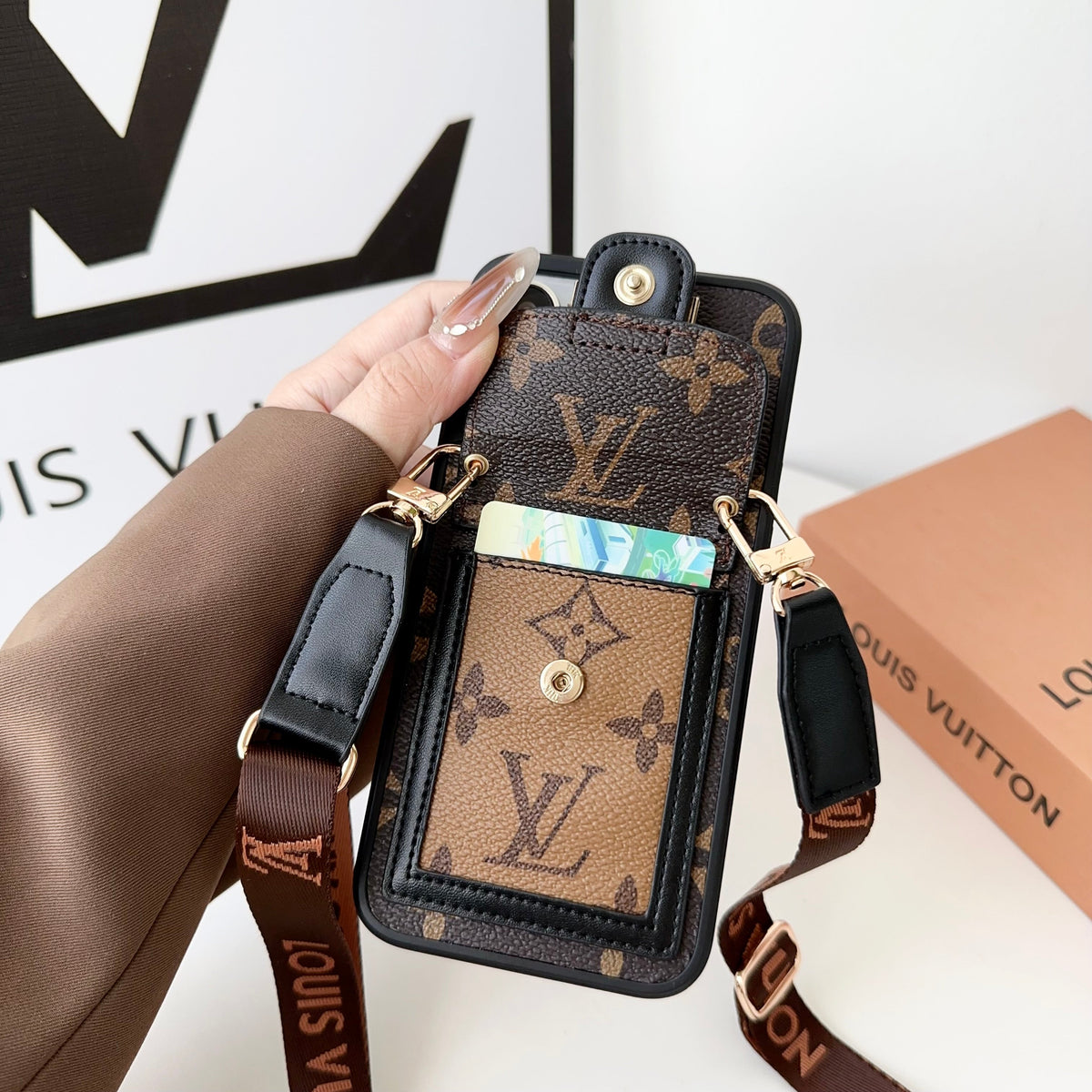 Luxury DAUPHINE LEATHER MONOGRAM CROSSBODY IPHONE CASE theroxymob