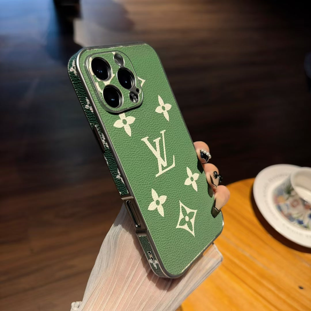 LV Sparkling Diamond Monogram Apple Elegant Protective Phone Case