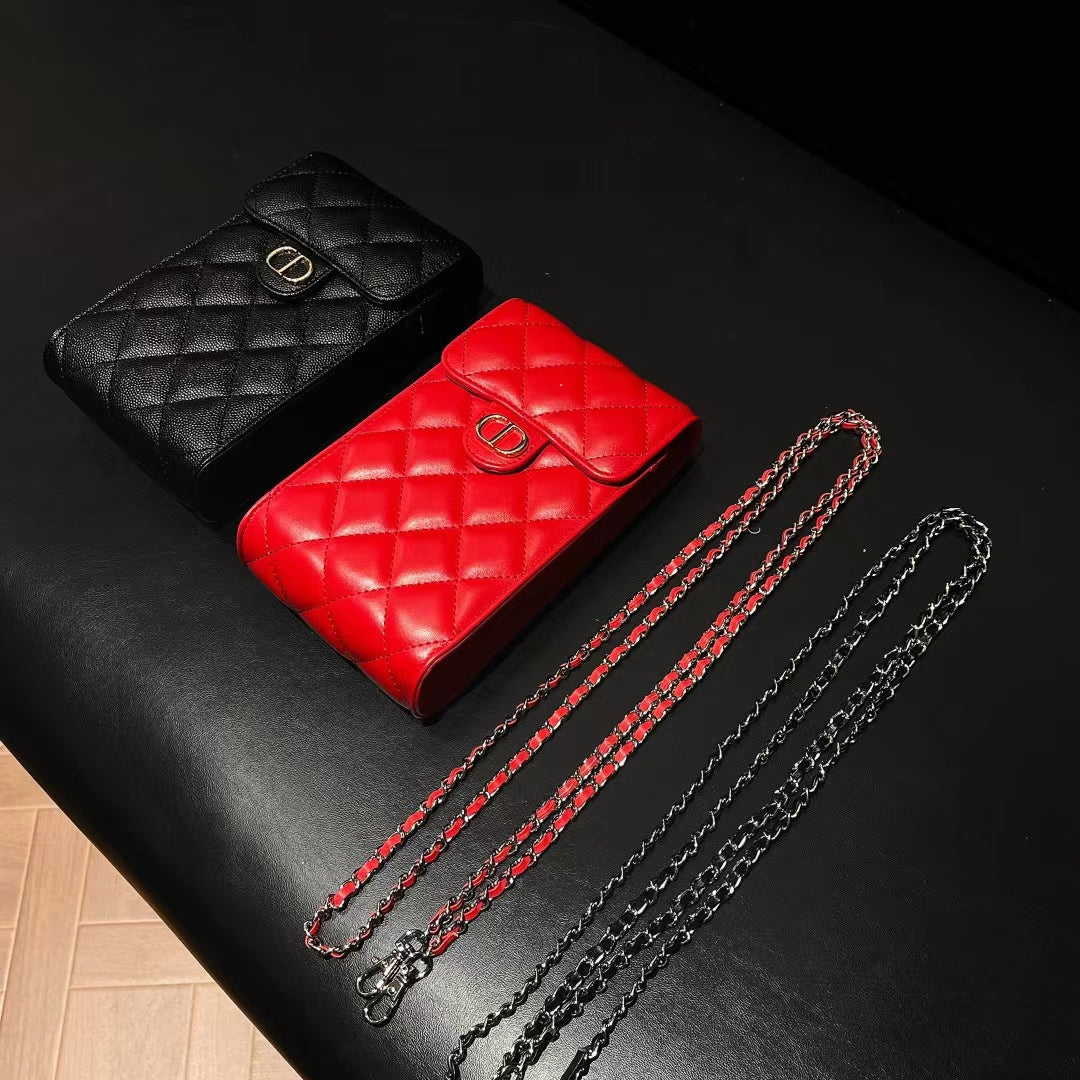 Luxury CD Genuine Leather Crossbody Phone Bag Elegant Tote Bag Roxy New