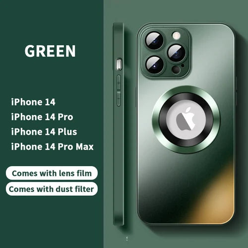 Magnetic AG Glass Frosted Case With Camera Lens Protector For iPhone 14 13 - theroxymob