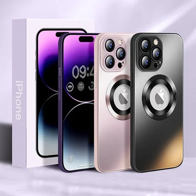 Magnetic AG Glass Frosted Case With Camera Lens Protector For iPhone 14 13 - theroxymob