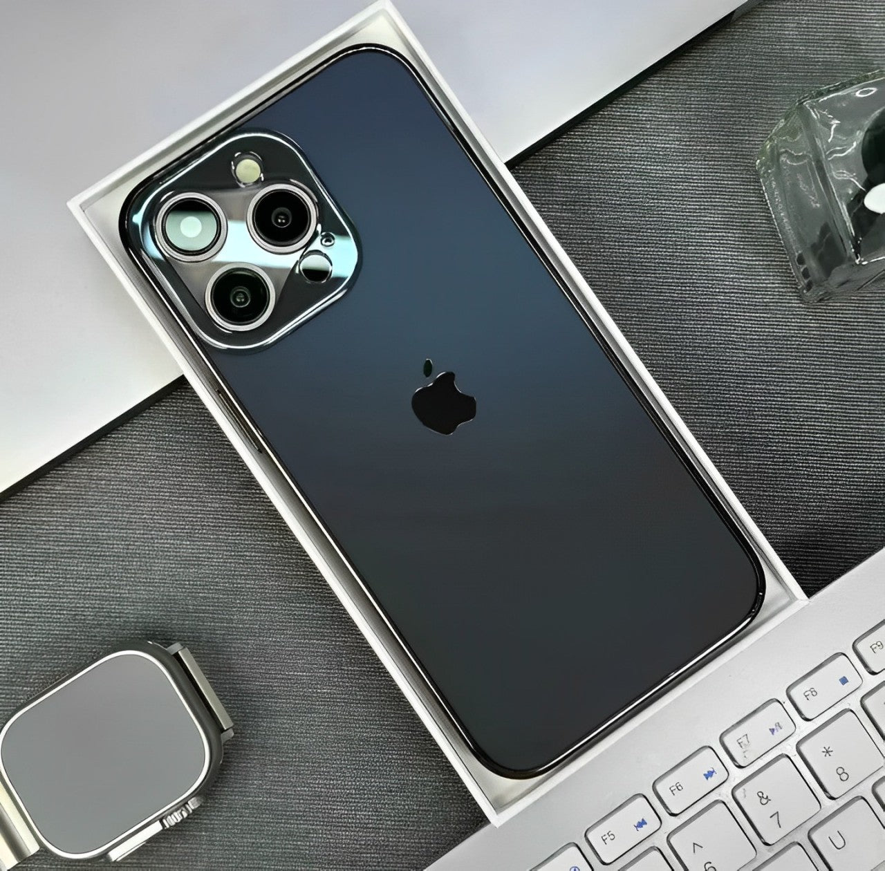 Electroplated Matte Acrylic Lend design Tempered Glass For iPhone 16 15 14