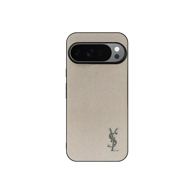 YSL Luxury Leather Case in Classic Beige For Google Pixel