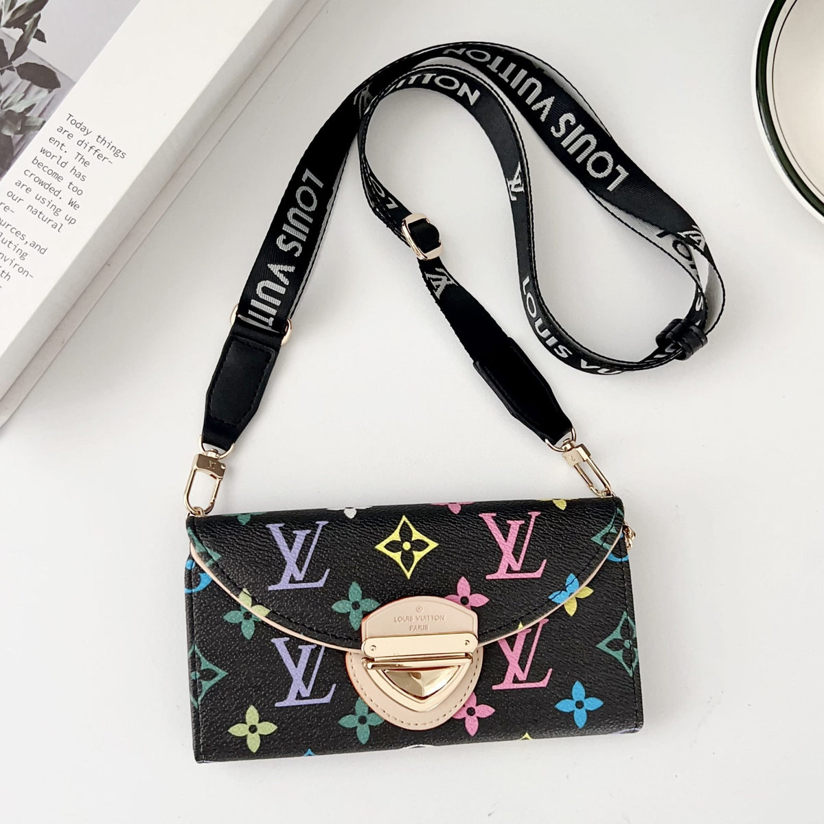 Crossbody Wallet Bag LV Style Case for iPhone 12-18 Pro & Pro Max