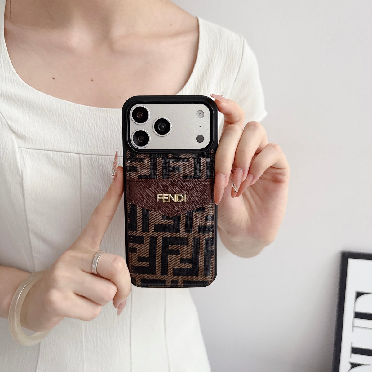 Luxury Card Holder Fendi iPhone Case for 12-17 series