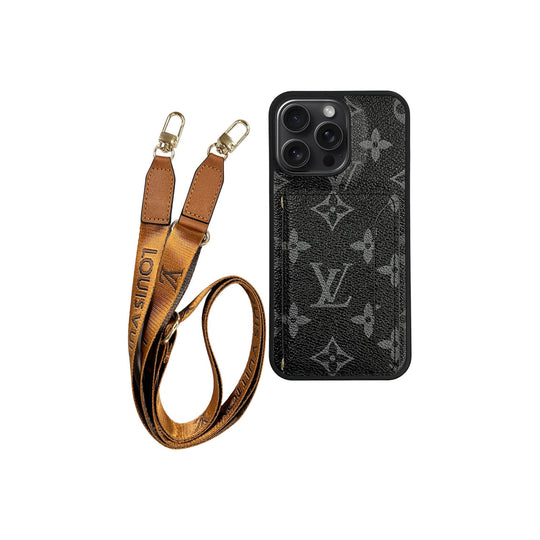 Louis Vuitton Monogram Cardholder Fully Covered Lanyard for iPhone 12-17 Series