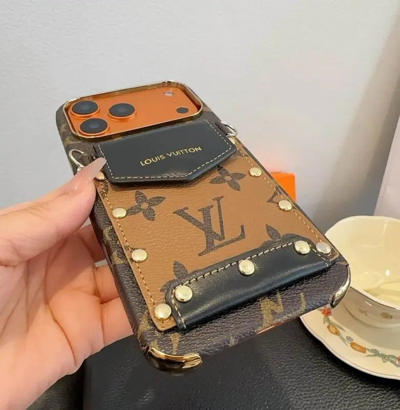 Luxury LV Phone Case with Strap For iPhone 17/ 16/ 15/ 14