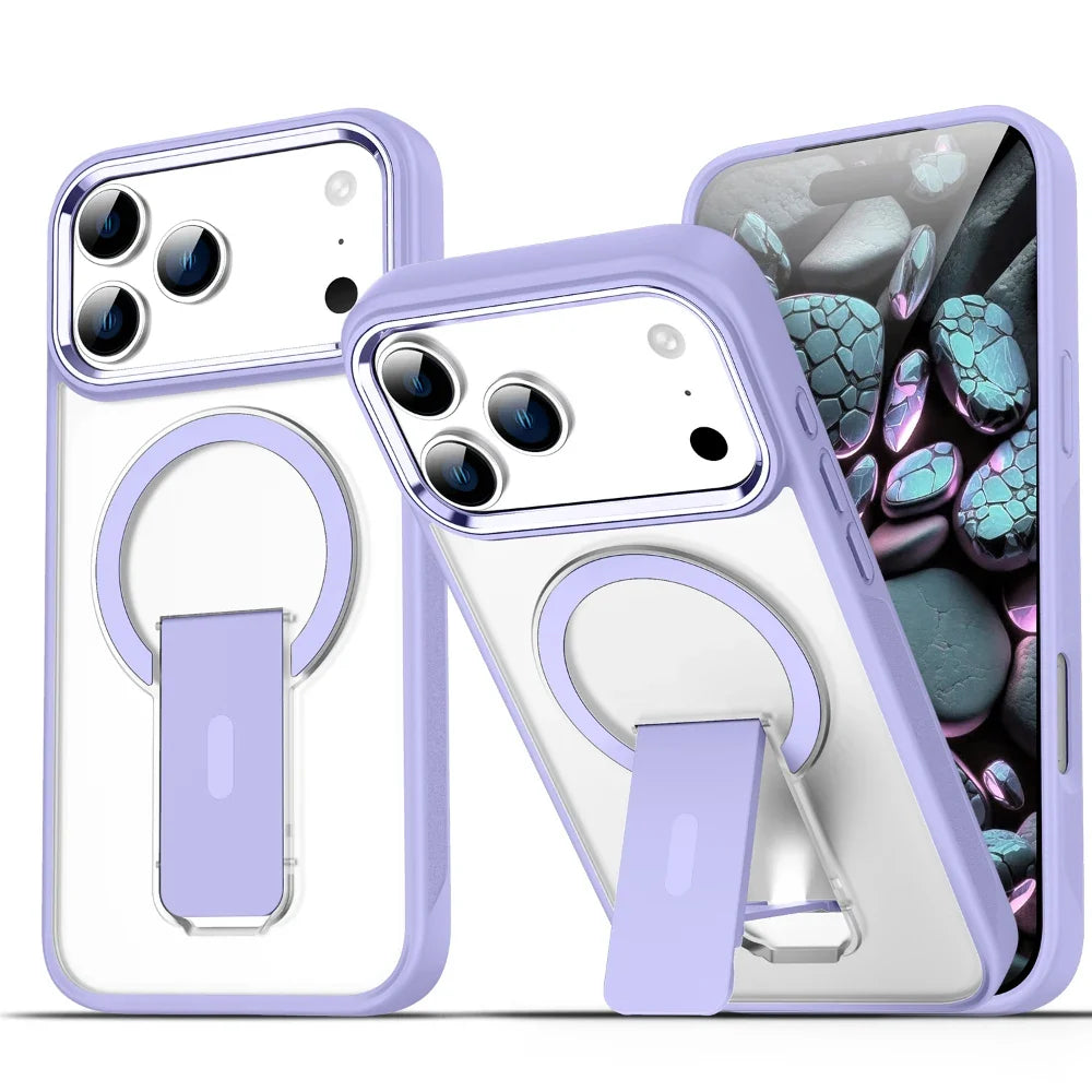 Folding Stand Holder Magsafe Shockproof Phone Case For iPhone 17 / 16 / 15 / 14