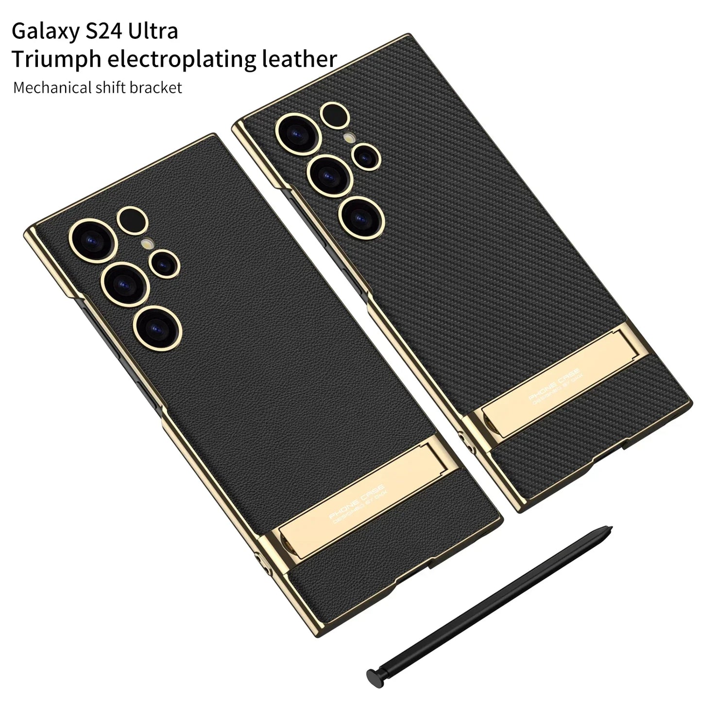 Case Luxury Electroplated Gold Border Plain For Samsung S24 Series