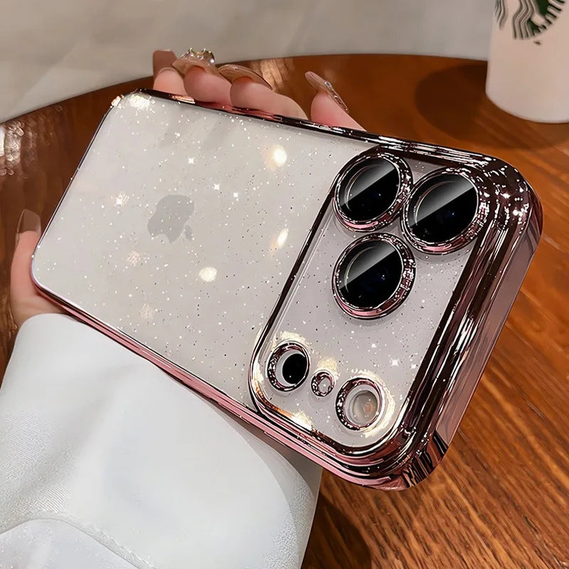 Ultra Thin Slim Transparent Glitter PC Case for iPhone 17 16 15 14