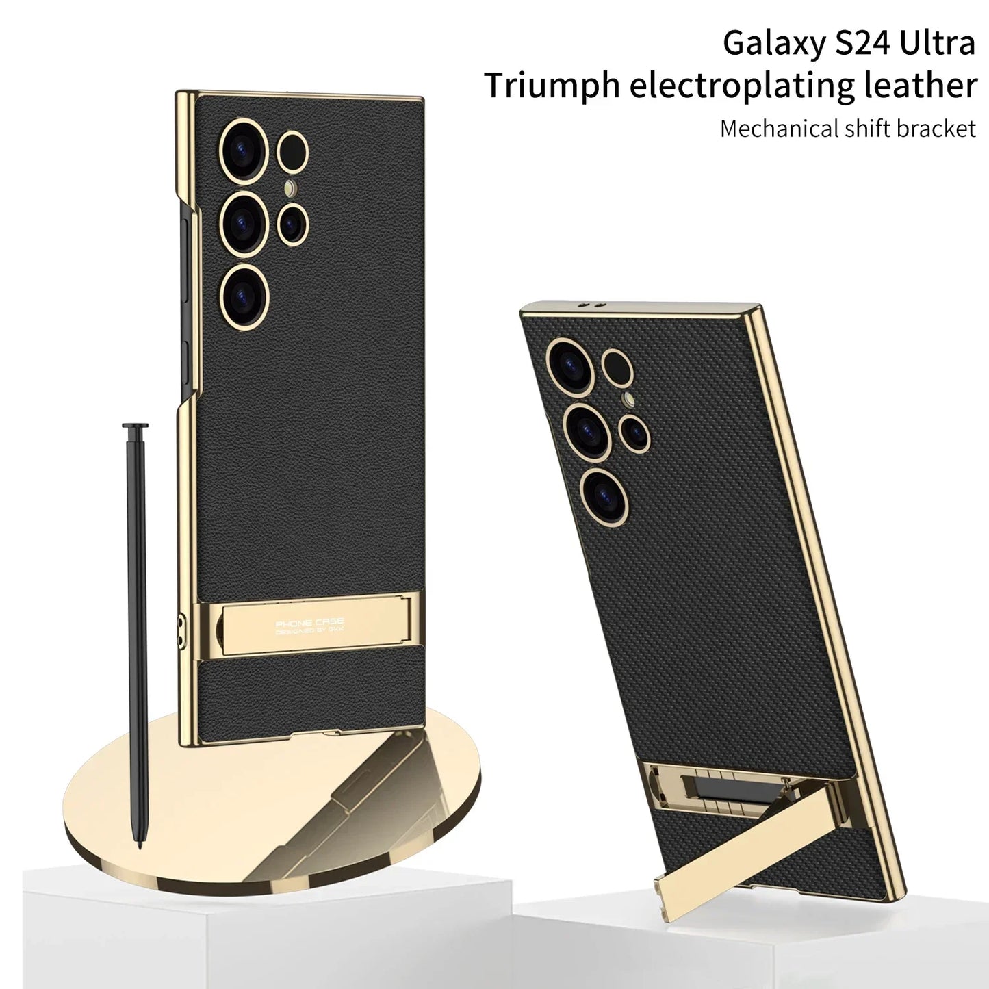 Case Luxury Electroplated Gold Border Plain For Samsung S24 Series