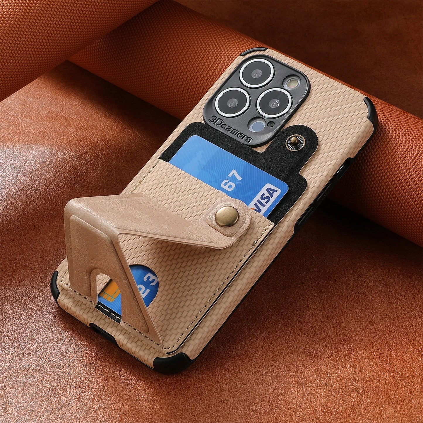 Carbon Fiber Wallet Flip Card Holder Phone Case for iPhone 16 15 14