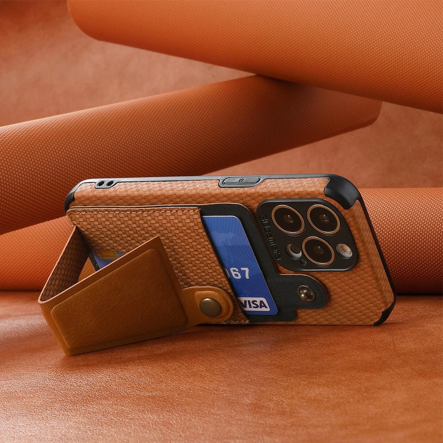 Carbon Fiber Wallet Flip Card Holder Phone Case for iPhone 16 15 14