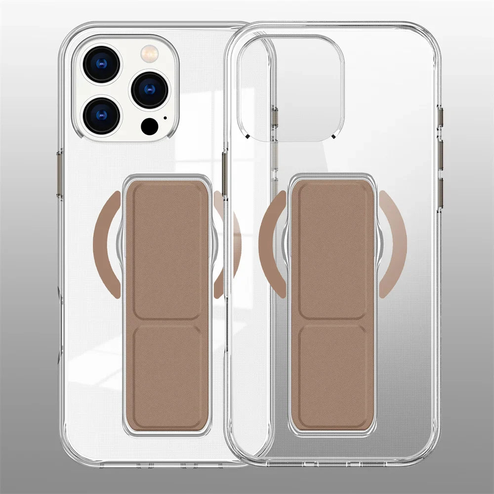 Luxury Folding Wristband Stand Magnetic Phone Case For iPhone 17 / 16 / 15 / 14