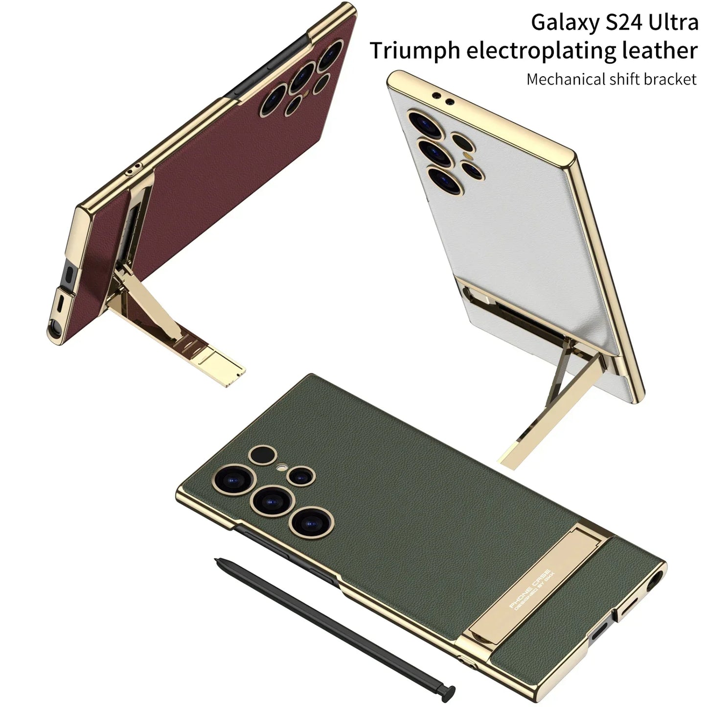 Case Luxury Electroplated Gold Border Plain For Samsung S24 Series