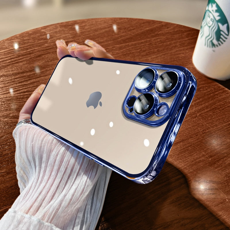 Luxury Plating Clear Phone Case For iPhone 14 13 - theroxymob