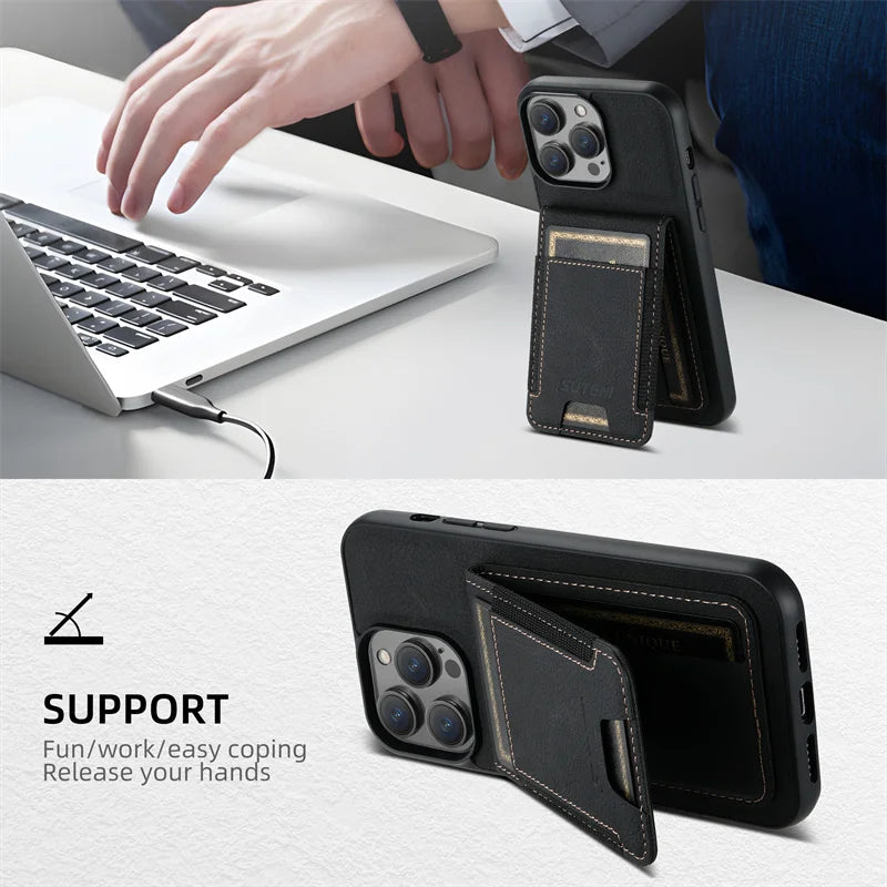 Clemence Leather Wallet with Card Holder Phone Case for iPhone 16 15 14