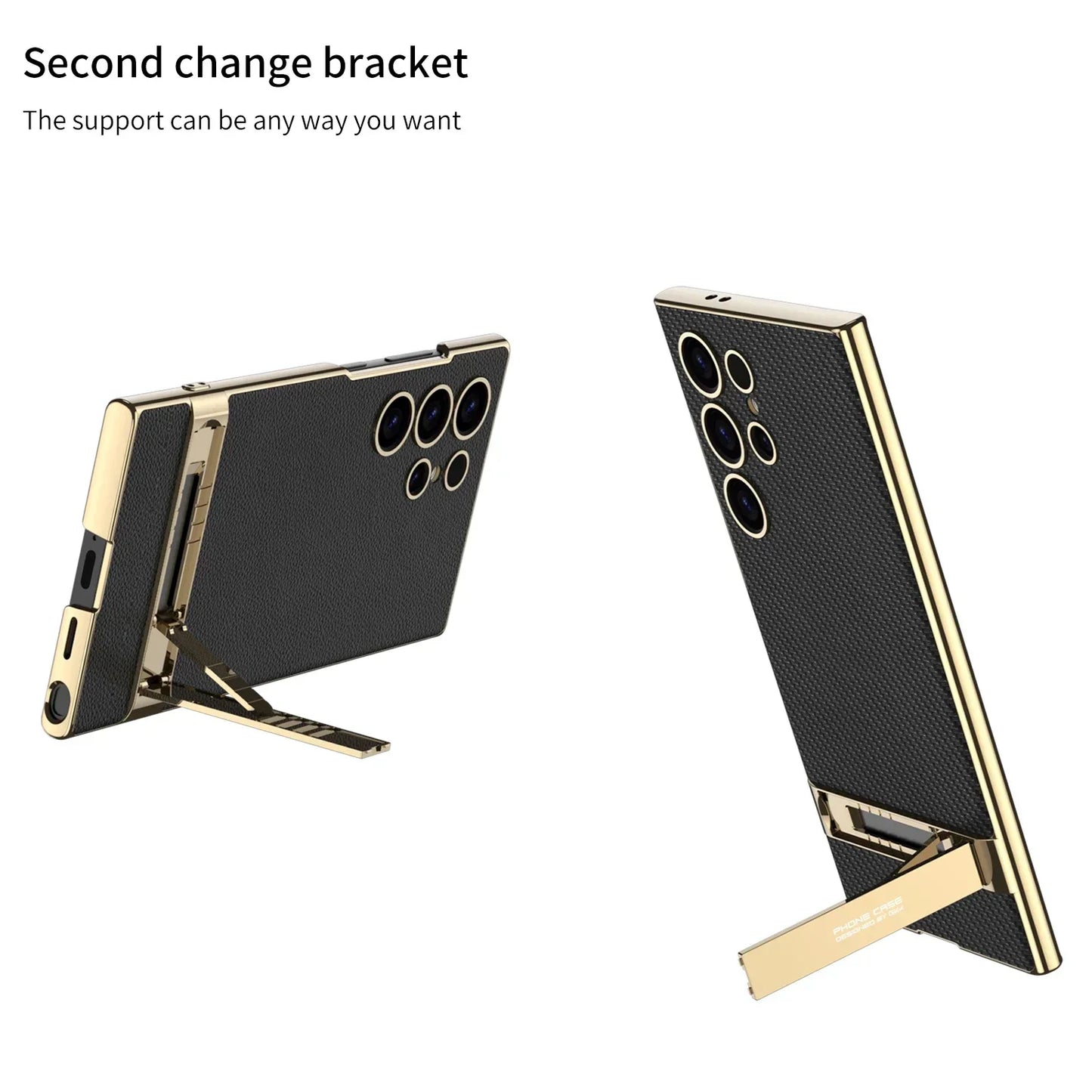 Case Luxury Electroplated Gold Border Plain For Samsung S24 Series