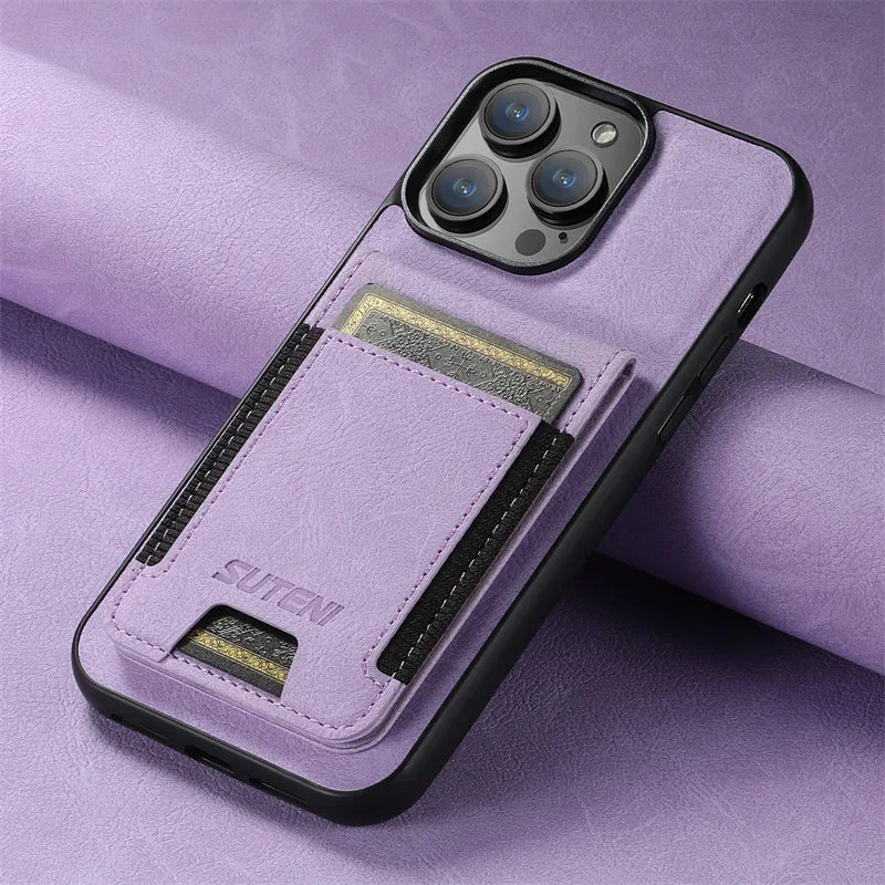 Clemence Leather Wallet with Card Holder Phone Case for iPhone 16 15 14