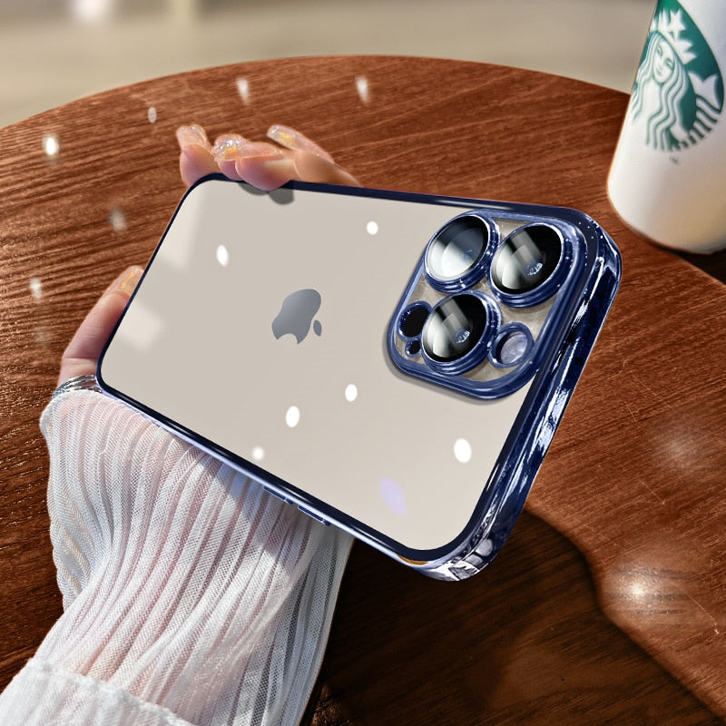Luxury Plating Clear Phone Case For iPhone 14 13 - theroxymob