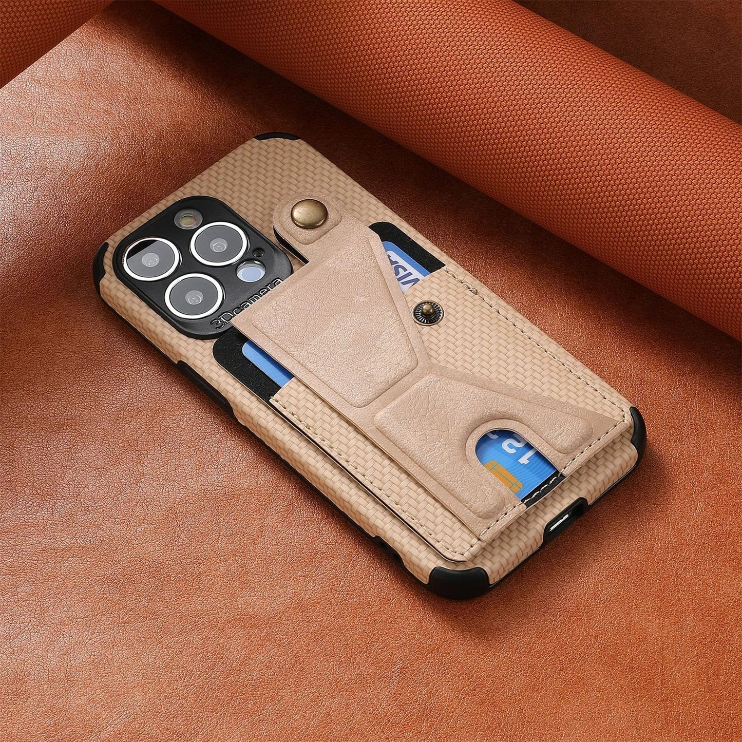 Carbon Fiber Wallet Flip Card Holder Phone Case for iPhone 16 15 14