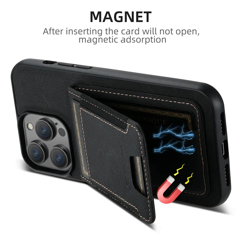 Clemence Leather Wallet with Card Holder Phone Case for iPhone 16 15 14