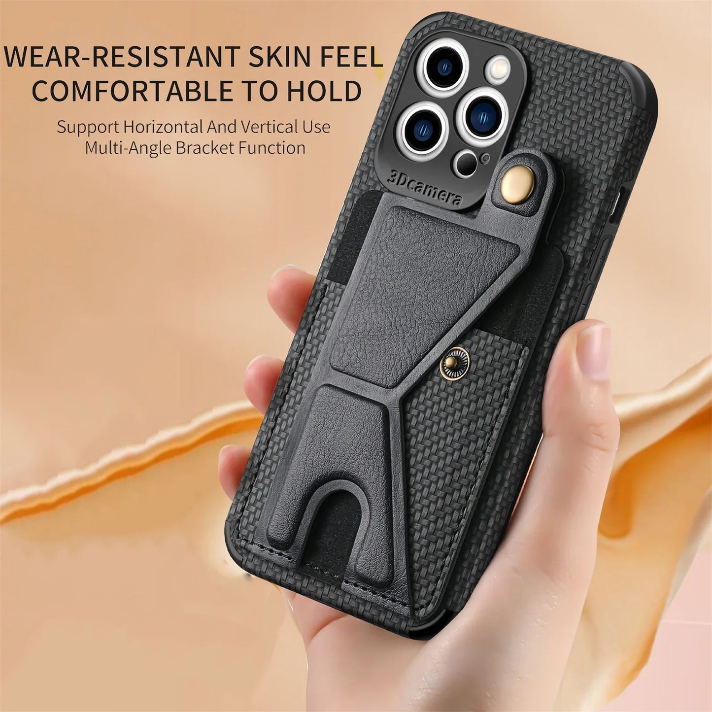 Carbon Fiber Wallet Flip Card Holder Phone Case for iPhone 16 15 14