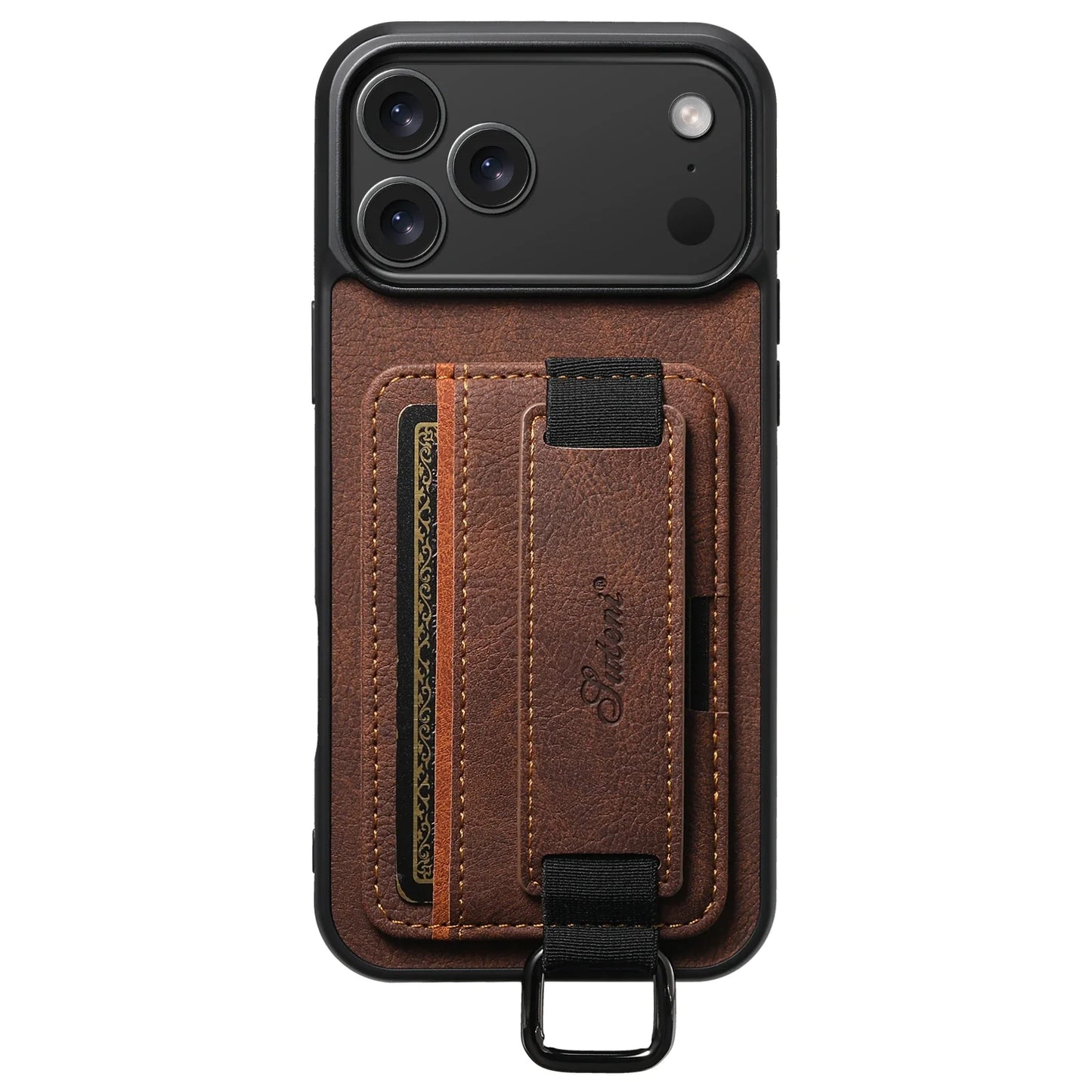 Leather Case Wrist Strap Ring Buckle Card Holder Bag Stand For iPhone 17/ 16/ 15/ 14