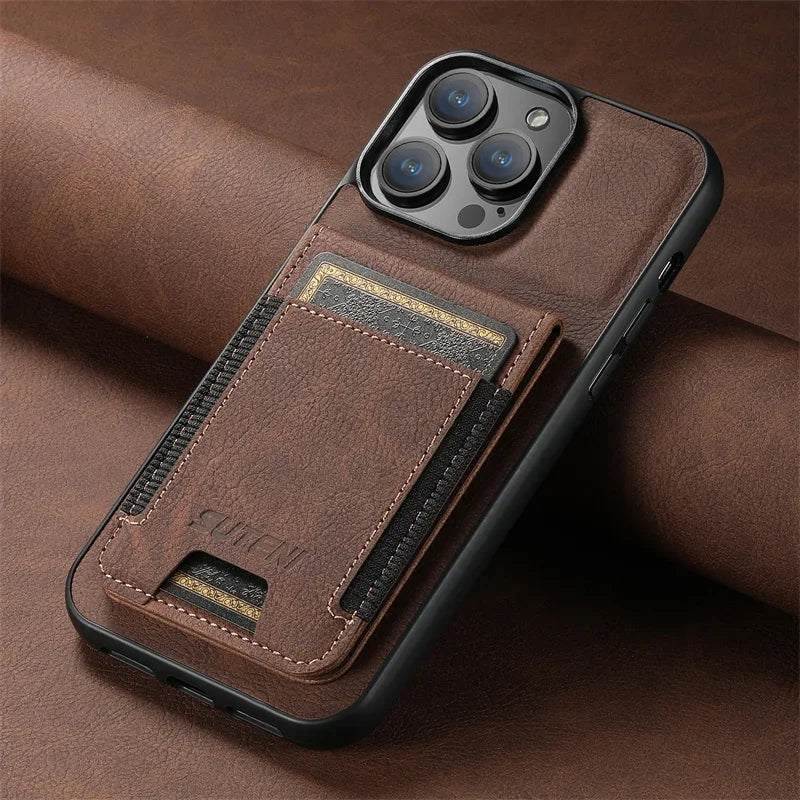Clemence Leather Wallet with Card Holder Phone Case for iPhone 16 15 14