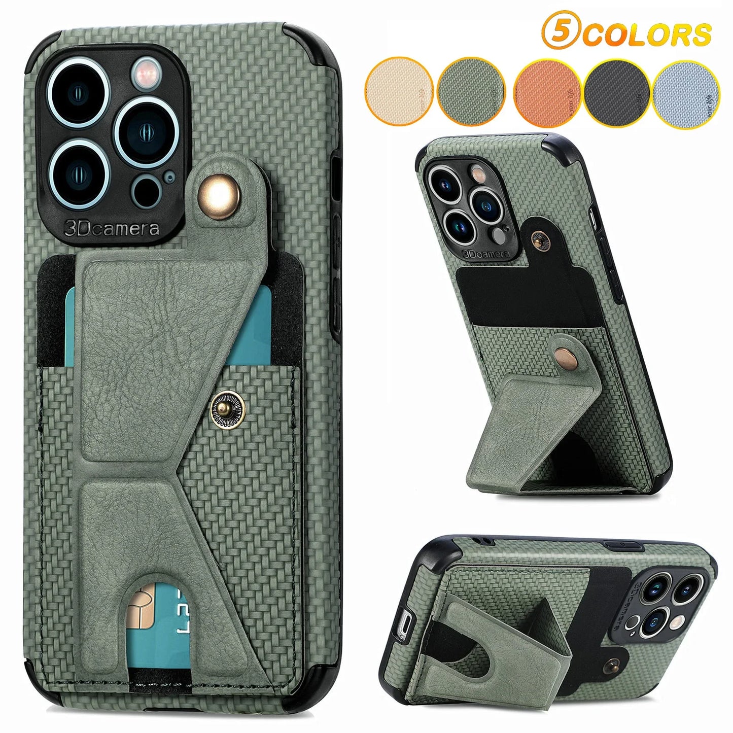 Carbon Fiber Wallet Flip Card Holder Phone Case for iPhone 16 15 14