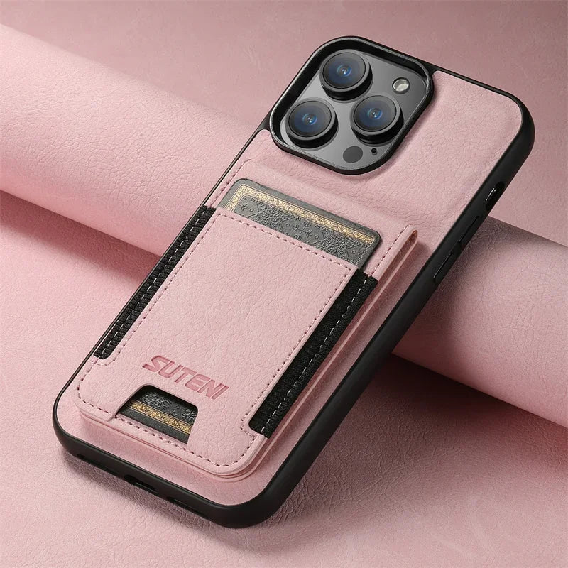 Clemence Leather Wallet with Card Holder Phone Case for iPhone 16 15 14