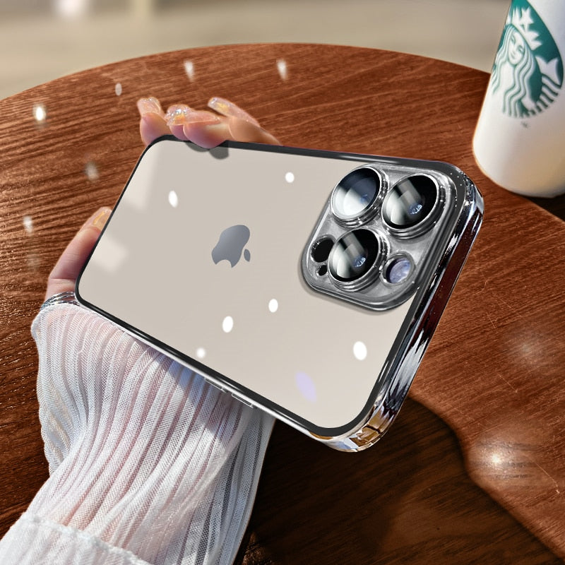 Luxury Plating Clear Phone Case For iPhone 14 13 - theroxymob