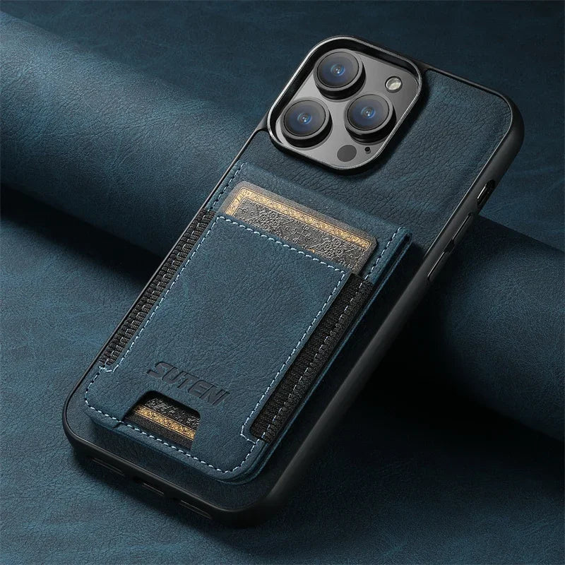Clemence Leather Wallet with Card Holder Phone Case for iPhone 16 15 14