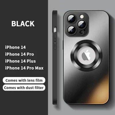 Magnetic AG Glass Frosted Case With Camera Lens Protector For iPhone 14 13 - theroxymob
