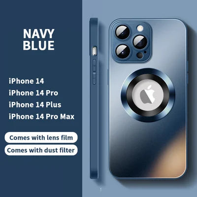 Magnetic AG Glass Frosted Case With Camera Lens Protector For iPhone 14 13 - theroxymob