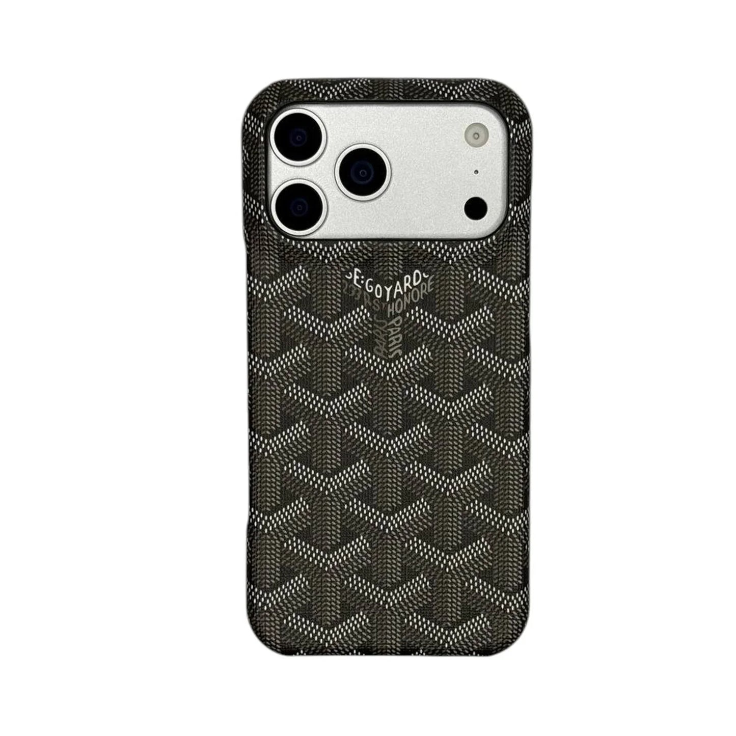 GYD Vintage Monogram Sleek Black Case for iPhone 12-18 Pro & Pro Max