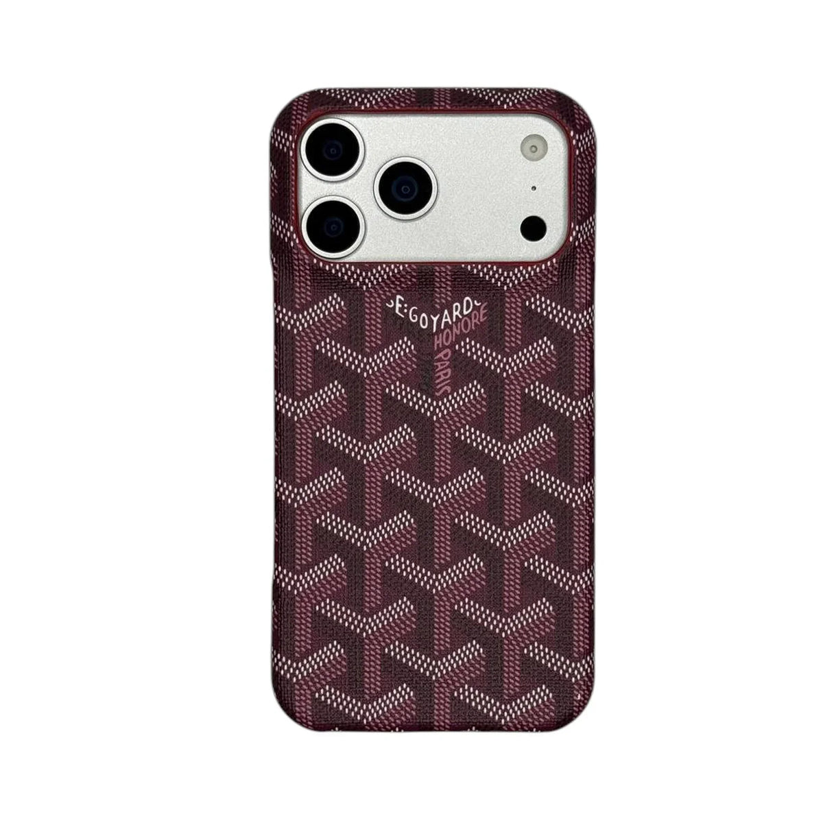 GYD Vintage Monogram Burgundy Case for iPhone 12-18 Pro & Pro Max