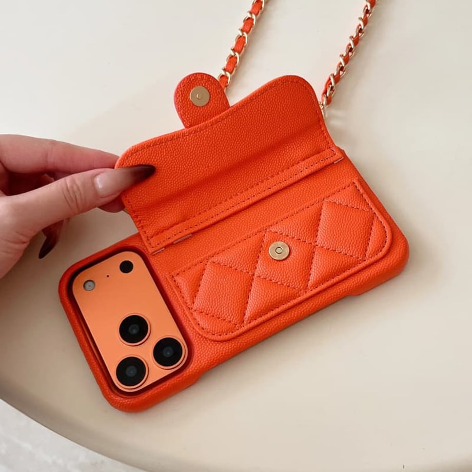 Chanel Genuine Leather Wallet Leather Crossbody Bag Apple iPhone Case