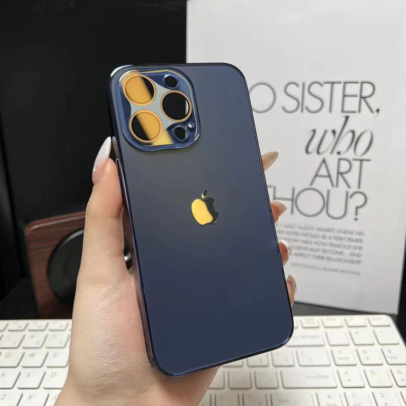 ELECTROPLATED MATTE ACRYLIC LENS DESIGN TEMPERED GLASS FOR IPHONE 16 15 14