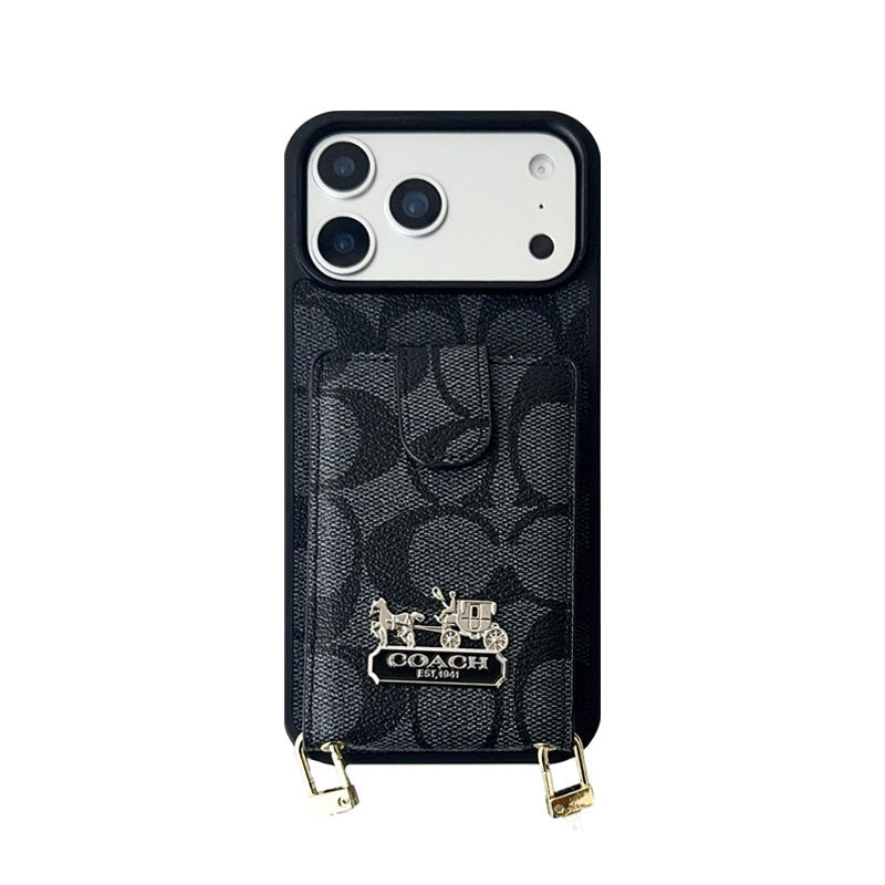 Leather Coach iPhone Case With Wallet And Strap