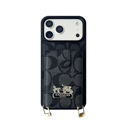 Leather Coach iPhone Case With Wallet And Strap