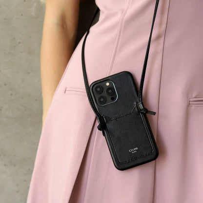 CLASSIC CELINE IPHONE CASE WITH CARD HOLDER BLACK