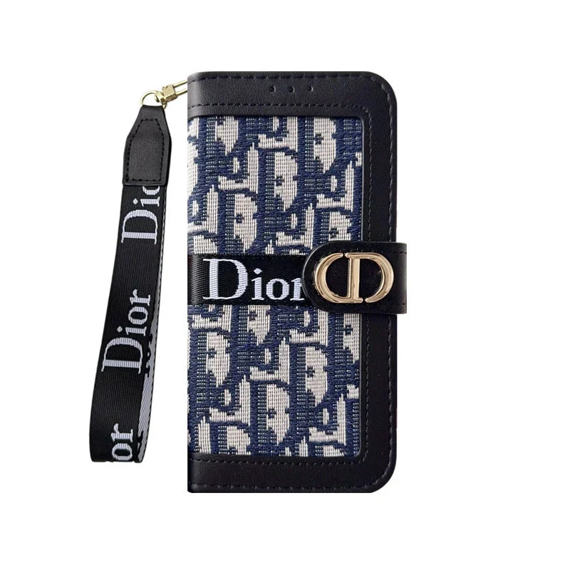 Dior iPhone Case With Card Holder And Wrist Strap