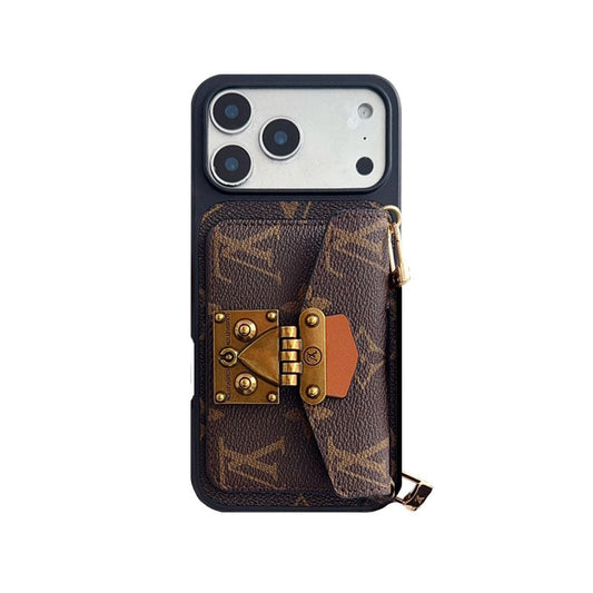 Luxury Louis Vuitton Phone Case with Card Holder and Strap 12-18 Pro & Pro Max