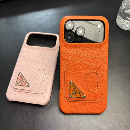 Prada Stylish Case with Card Holder For iPhone 13-18 Pro & Pro Max