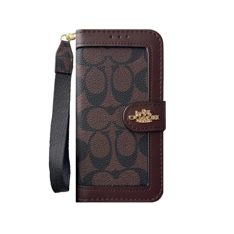 Luxury Monogram Canvas Wallet Case for iPhone 12-18 Series