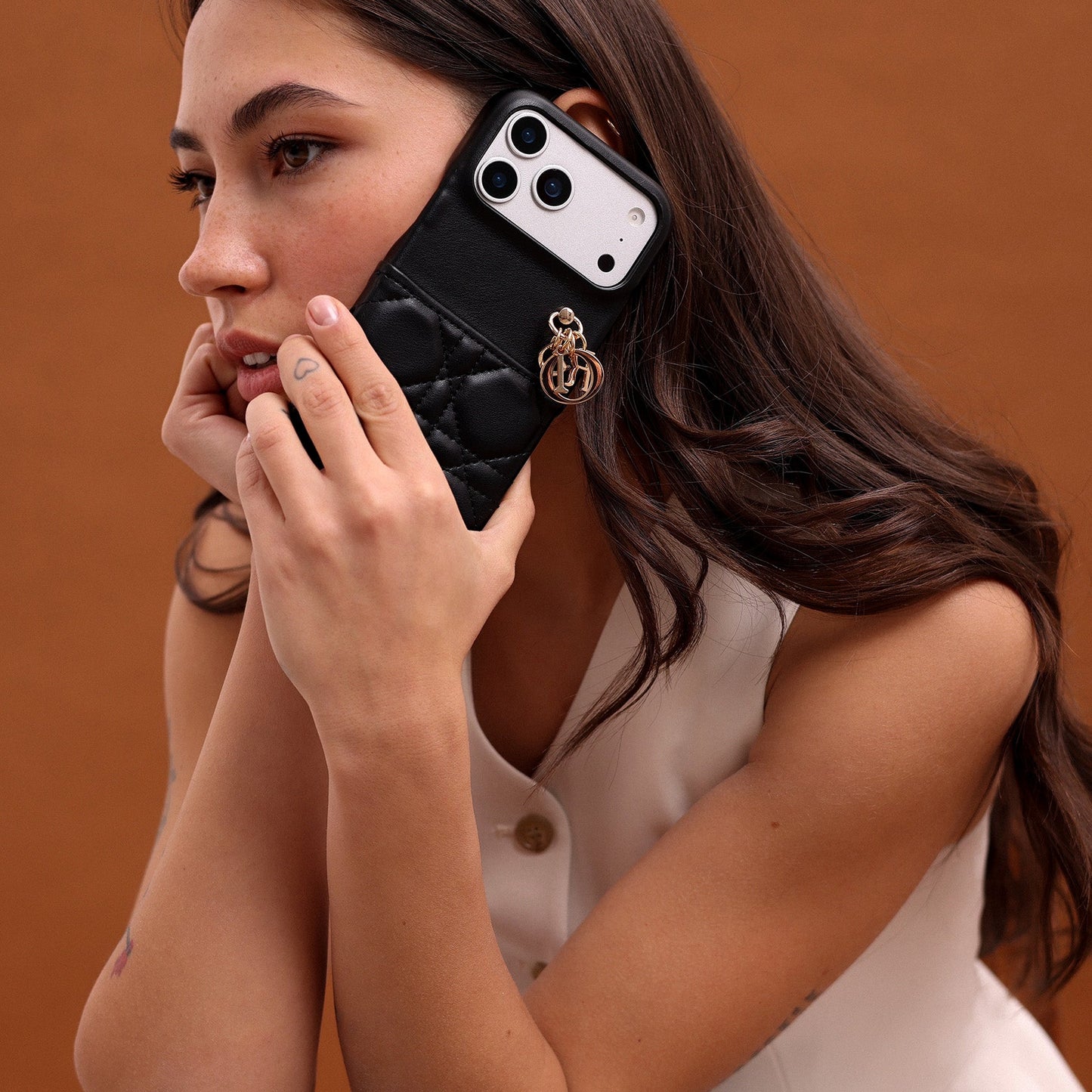 Dior Cannage Quilted Leather Charm Case for iPhone 12-18 Pro & Pro Max