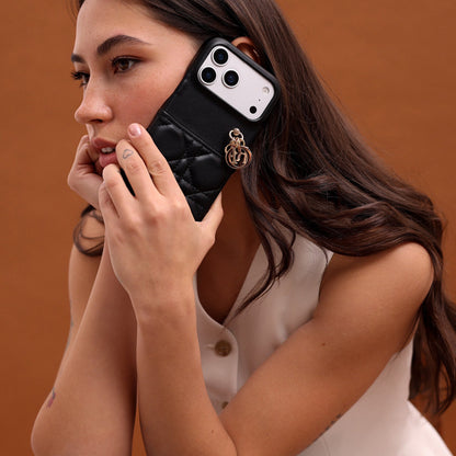 Dior Cannage Quilted Leather Charm Case for iPhone 12-18 Pro & Pro Max